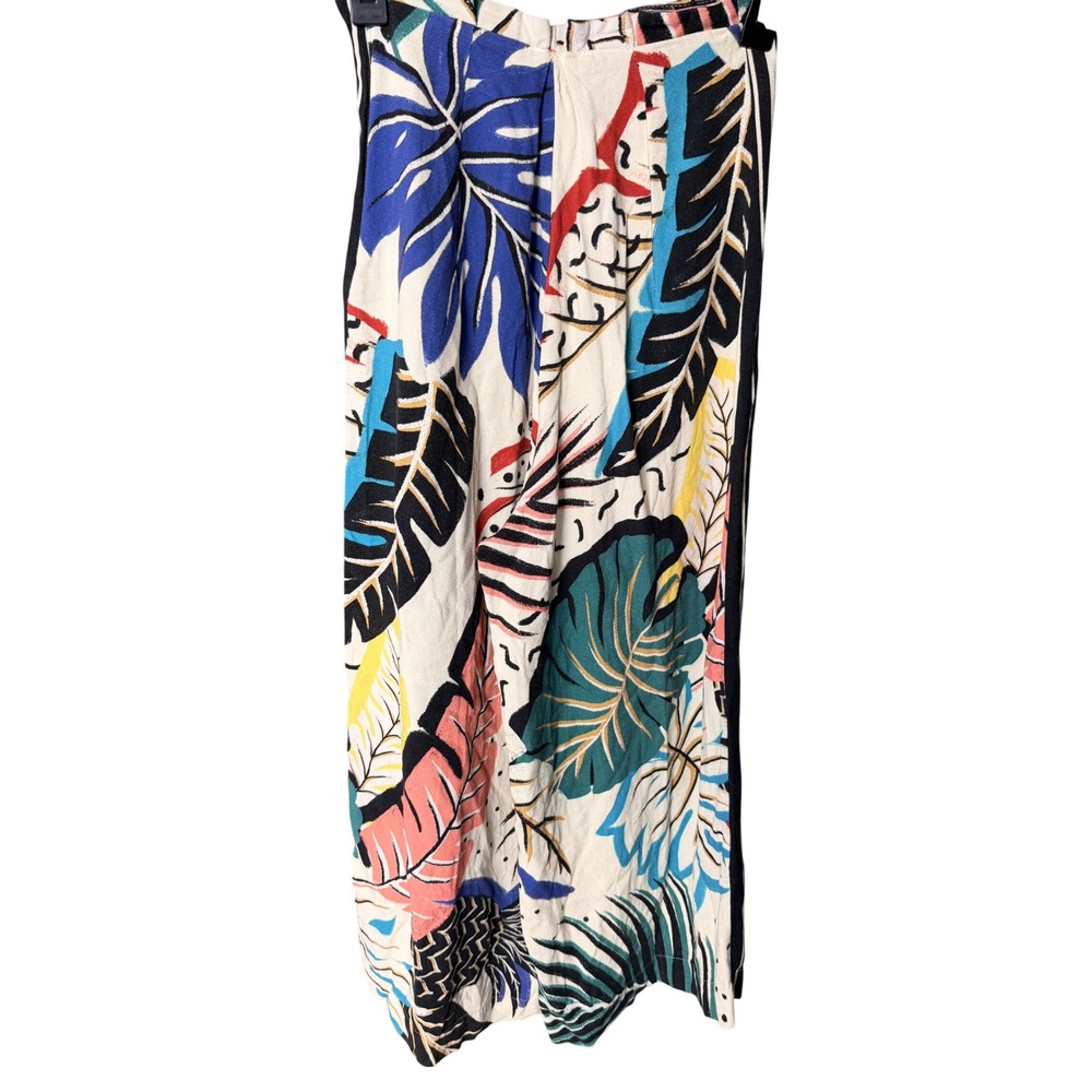 Farm Rio Tropical Leaf Print Wide Leg Pants Size P Small